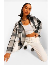 Boohoo Veste Chemise À Carreaux Monochrome - Noir