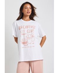 Boohoo - Tall 'Breakfast Club' Graphic T-Shirt & Pants Pyjama Set - Lyst