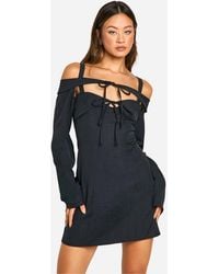 Boohoo - Tall Bardot Cut Out Tailored Mini Dress - Lyst