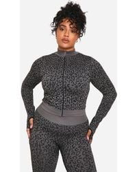 Boohoo - Plus Leopard Print Seamless Zip Through Jacket - Lyst