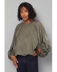 Wallis - Gathered Puff Hem Blouse - Lyst
