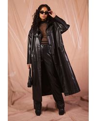 Boohoo - Faux Leather Maxi Button Detail Trench Coat - Lyst