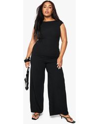 Boohoo - Plus Ripple Rib Drawstring Trouser - Lyst