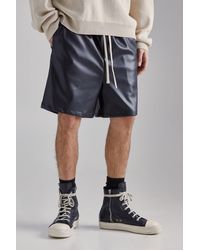 BoohooMAN - Elasticated Waist Relaxed Fit Pu Shorts - Lyst