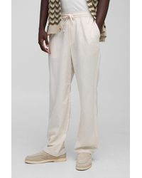 Boohoo - Elasticated Waist Relaxed Fit Linen Blend Pants - Lyst