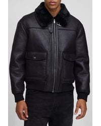 BoohooMAN - Oversized Washed Pu Borg Collared Bomber Jacket - Lyst