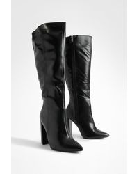 Boohoo - Wide Fit Pointed Toe Knee High Boots - Lyst
