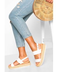 Boohoo - Double Strap Espadrille Flatforms - Lyst