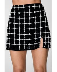 Nasty Gal - Pearl Embellished Velvet Side Split Mini Skirt - Lyst