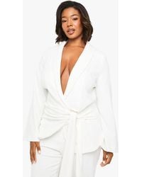Boohoo - Plus Occasion Tailored Wrap Tie Blazer - Lyst