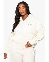 Boohoo - Plus Ath Archive Zip Through Cropped Hoodie - Lyst