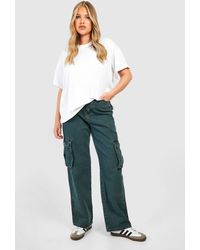Boohoo - Plus Vintage Wash High Waisted Straight Fit Cargo Jean - Lyst