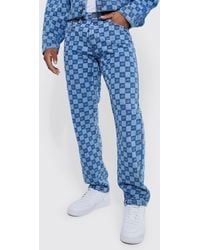 BoohooMAN - Relaxed Rigid Checkerboard Laser Print Jeans - Lyst