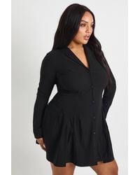 Boohoo - Plus Long Sleeve Button Down Blazer Dress - Lyst