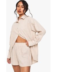 Boohoo - Cotton Tonal Pinstripe Pyjama Short - Lyst