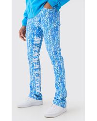 BoohooMAN - Skinny Stretch Stacked Embroidered Gusset Jeans - Lyst