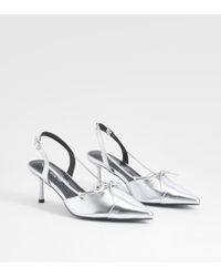 Boohoo - Wide Fit Bow Detail Toe Cap Court Shoes - Lyst