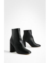 Boohoo - Botas Tobilleras Con Puntera Redonda Y Tacón Grueso - Lyst