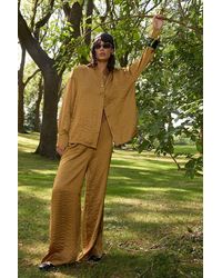 Warehouse - Hammered Satin Oversized Shirt - Lyst