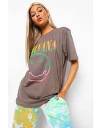Boohoo Tall Nirvana License Oversized T-shirt - Gray