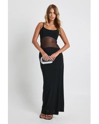 Boohoo Embroidered Mesh Sheer Maxi Dress in Black | Lyst