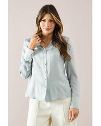 Wallis - Hammered Satin V Neck Blouse - Lyst