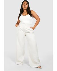 Boohoo - Plus Woven Tailored Wide Leg Trouser - Lyst