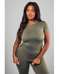 Boohoo - Plus Premium Sculpt Seamless Short Sleeve Top - Lyst