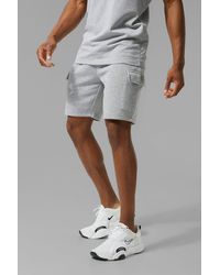 Grey Boohoo Denim Slim Fit Heavyweight Mesh Pocket Cargo Shorts in Grey Womens Clothing Shorts Cargo shorts for Men 