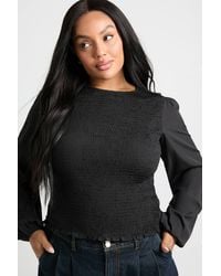 Boohoo - Plus Shirred Peplum Top - Lyst