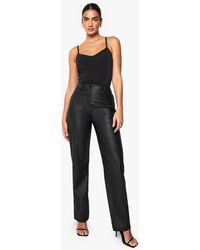 Boohoo - Straight Leg Leather Look Pants - Lyst