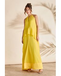 Coast - Halter Cape Sleeve Cold Shoulder Maxi Dress - Lyst