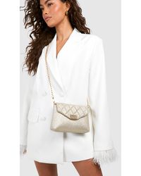 Boohoo - Gold Quilted Cross Body Glitter Bag - Lyst