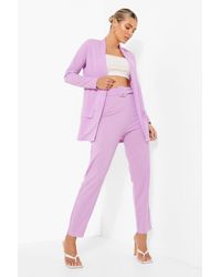 Boohoo Blazer & Self Fabric Pants Suit Set - Purple