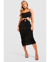 Boohoo - Textured Slinky Ring Detail Cut Out Maxi Dress - Lyst