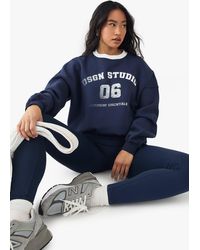 Boohoo - Dsgn Studio 06 Printed Contrast Neckline Oversized Sweatshirt - Lyst