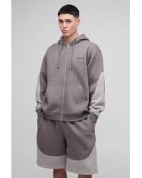 BoohooMAN - Oversized Man Colour Block Short Zip Hooded Tracksuit - Lyst