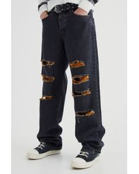 BoohooMAN - Baggy Rigid Contrast Ripped Jeans - Lyst