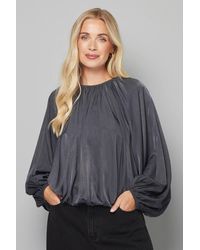 Wallis - Petite Gathered Puff Hem Blouse - Lyst