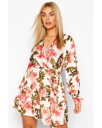 plus floral sequin wrap skater dress
