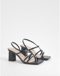 Boohoo - Caged Detail Block Heeled Sandals - Lyst