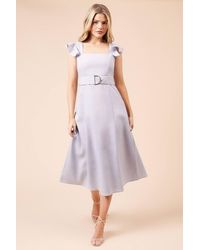Dorothy Perkins - Linen Belted Sleeveless Midi Dress - Lyst