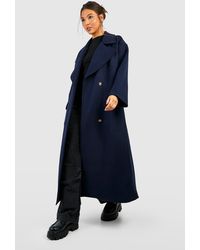Boohoo - Super Oversized Maxi Double Breasted Wool Look Coat - Lyst