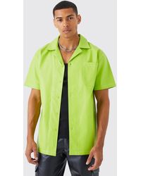 BoohooMAN - Short Sleeve Oversized Contrast Stitch Pu Shirt - Lyst
