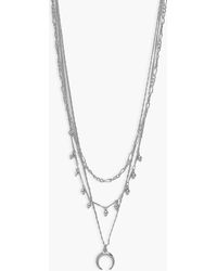 Boohoo Horn Layered Necklace - Grey
