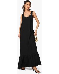 Boohoo - Textured Trapeze Linen Look Column Maxi Dress - Lyst