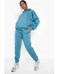 Boohoo Dsgn Text Printed Hooded Tracksuit - Blue