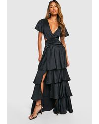Boohoo - Ruffle Tiered Cut Out Maxi Dress - Lyst