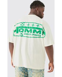 BoohooMAN - Plus Moto Sports Graphic T-shirt In Ecru - Lyst