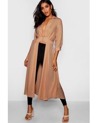 plunge neck split maxi shirt